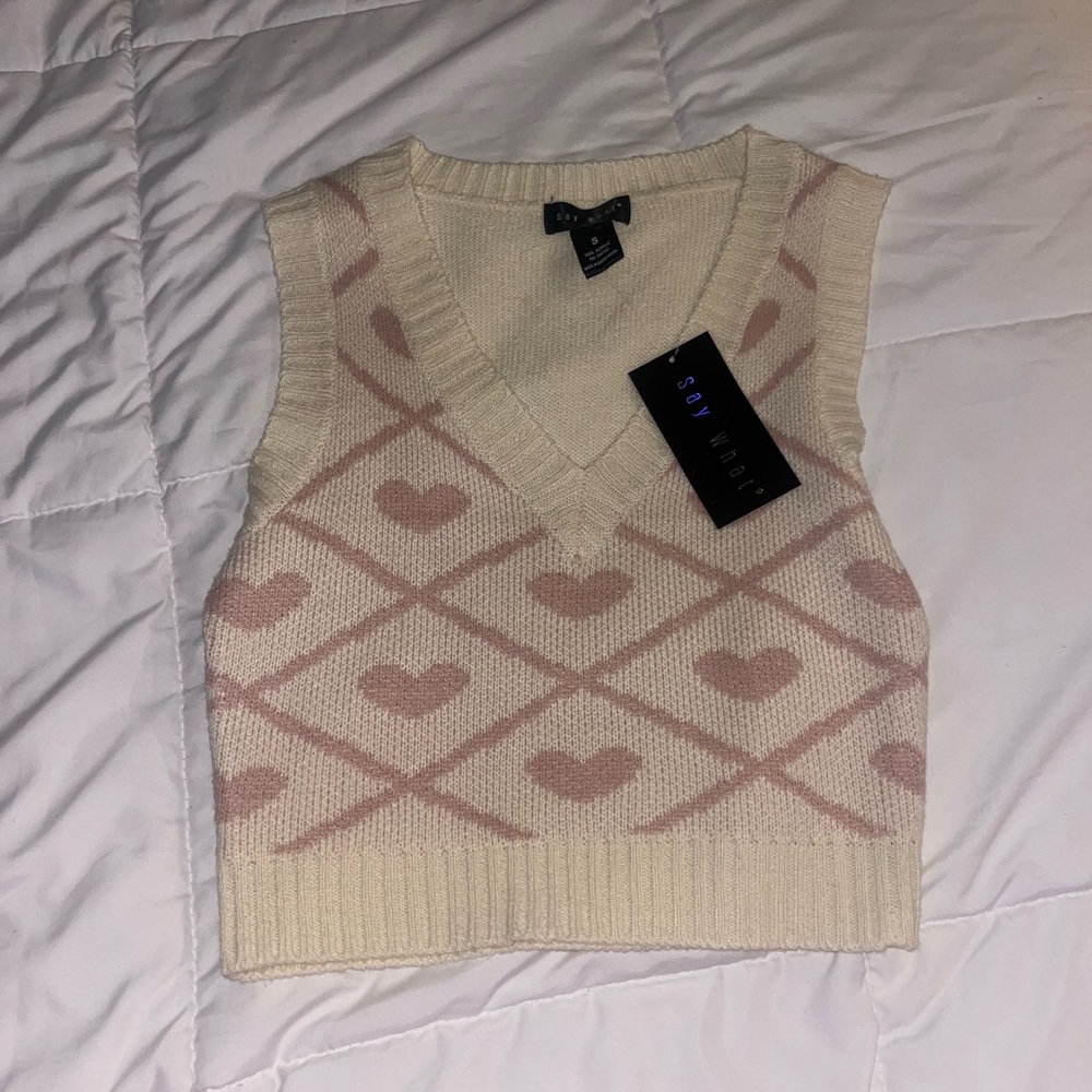 Pink Heart Sweater Vest Say what